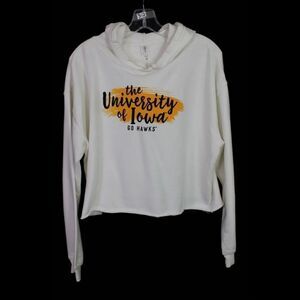 SUMMIT THE UNIVERSITY OF IOWA GO HAWKS CROP HOODIE LS SWEATSHIRT SZ M NWT
